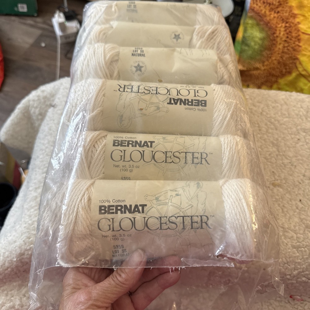 12 Bernat Gloucester Yarn #5359 SS NATURAL 100% Cotton 3.5 oz. 100g each USA